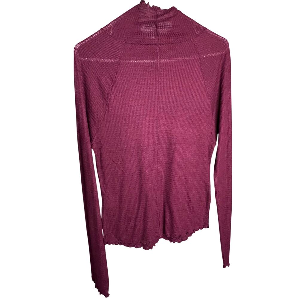 Free People Deep Red Ribbed Long Sleeve Top - Picture 3 of 10